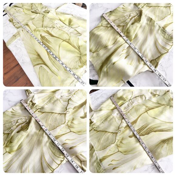 Santorelli Nadia Lime Lily Pad Print Chiffon Knee Length Dress Women’s Size 40 - Picture 16 of 16